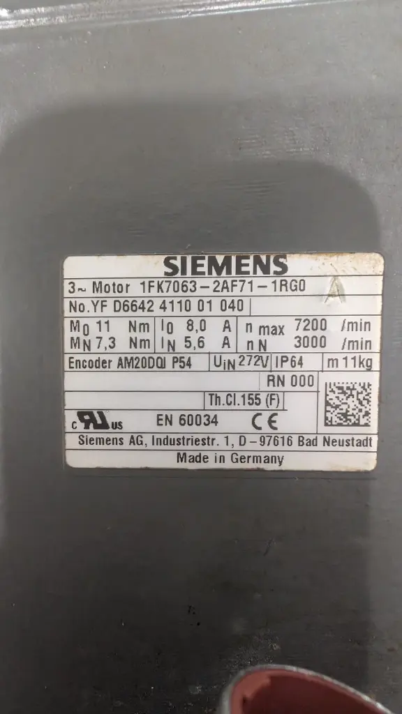 USED Siemens servo motor 1FK7063-2AF71-1RG0 Used(5)