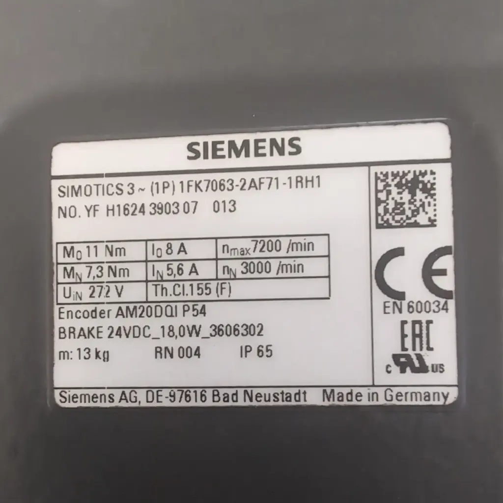 Siemens Servo Motor 1FK7063-2AF71-1RH1(5)